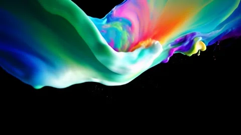 Vibrant abstract liquid color waves moving in black space Video stock 316667010