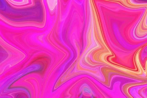 Vibrant abstract liquid marble texture with swirling patterns of bright pink イラスト素材