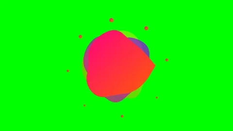 Vibrant abstract liquid shape with colorful particles on a green background Stock-Footage 340267597