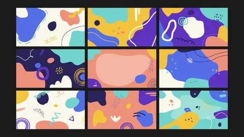 Vibrant Abstract Memphis Background Set Stock-Illustration