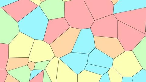 A vibrant abstract mosaic composed of irregular polygon shapes in pastel hues Illustration
