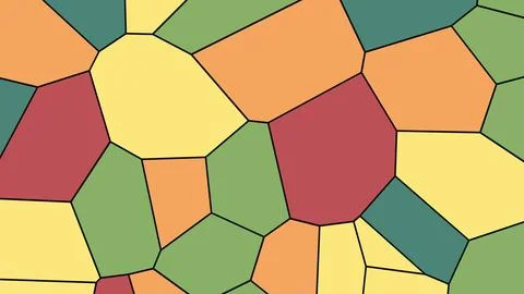 A vibrant abstract mosaic of irregular polygon shapes in warm and cool tones  Stock Illustration