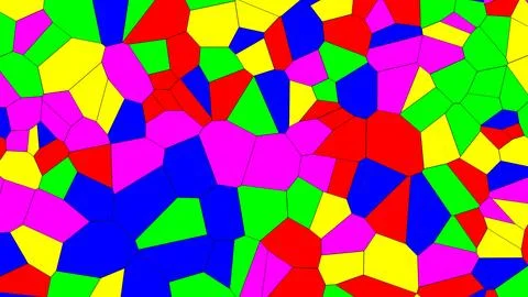 Vibrant abstract mosaic of irregular polygons in bright colors filling the lo Illustration
