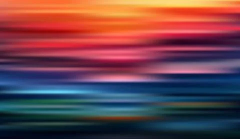 Vibrant abstract motion blur background with horizontal warm sunset colors and Ilustração Stock