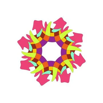 Vibrant Abstract Multi-layered Radial Shape Stock Illustration