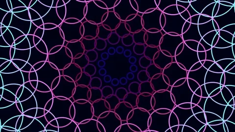 Vibrant abstract neon circular mandala pattern glowing overlay backgrounds Stock Footage 341058085