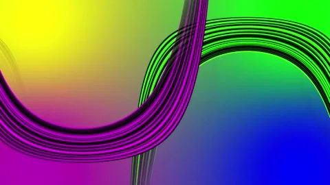 Vibrant abstract neon curves with dynamic movement against a multicolored Stock Footage 321386449