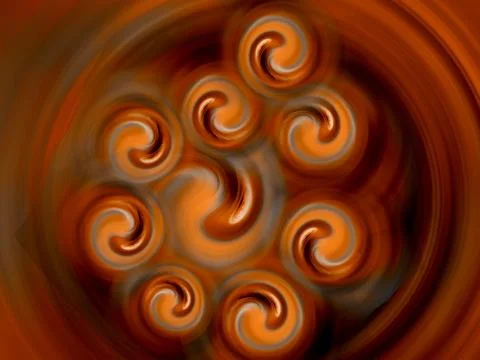 Vibrant abstract orange swirl pattern featuring spiraling vortex shapes and.. Stock Illustration