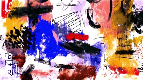 Vibrant abstract paint strokes in dynamic artistic flow Stock Footage 315158150