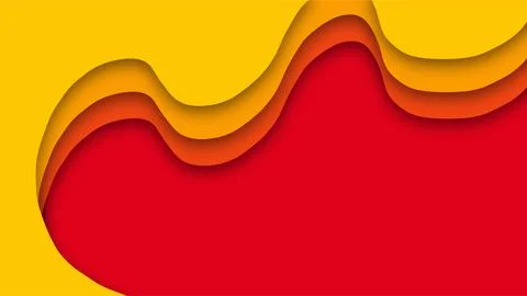 Vibrant abstract paper cut background with wavy layers in yellow orange and.. Stock Illustration