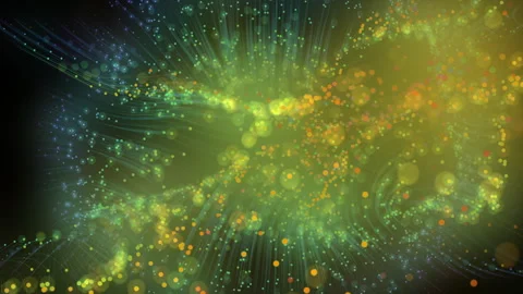 Vibrant Abstract Particle Cloud With Neon Colors And Dynamic Light Waves Stockbeeldmateriaal 318601681