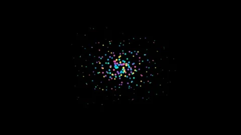 Vibrant abstract particles swirling dynamically on a deep black background .. 動画素材 345547386