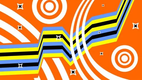 Vibrant abstract pattern with bold lines, playful circles, and retro tones,.. Illustrazione stock