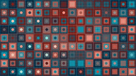Vibrant abstract pattern of colorful geometric halftone grid of squares and Stock Footage 346864325