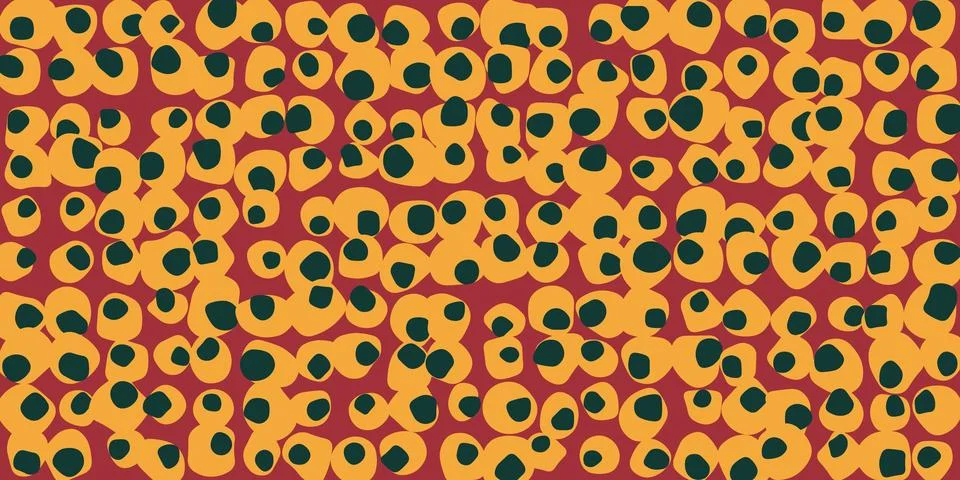 Vibrant abstract pattern with colorful overlapping circles on yellow and re.. Stock Illustration