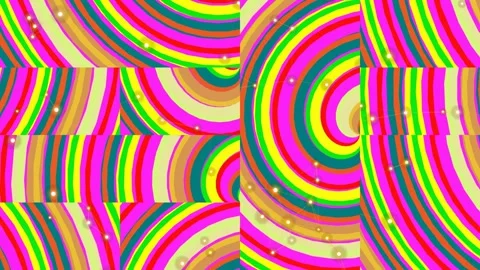 Vibrant Abstract Pattern with Concentric Circles and Stripes Stock Footage 331770884
