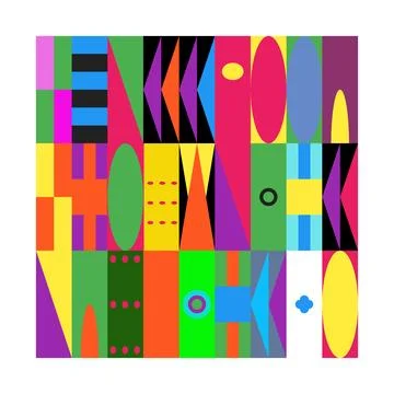 Vibrant Abstract Pattern Design with Colorful Shapes and Geometric Forms Ilustración de archivo