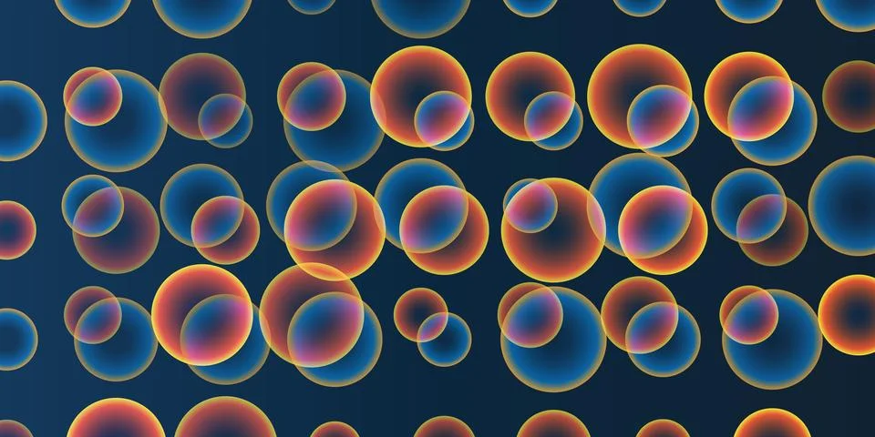Vibrant Abstract Pattern Featuring Colorful Overlaying Glowing Bubbles with.. Stock Illustration