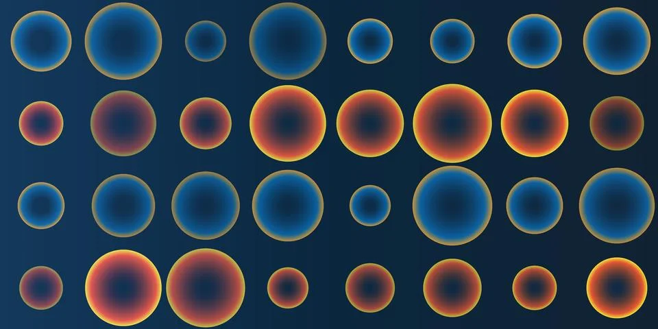 Vibrant Abstract Pattern Featuring Colorful Glowing Bubbles of Various Size.. Stock Illustration