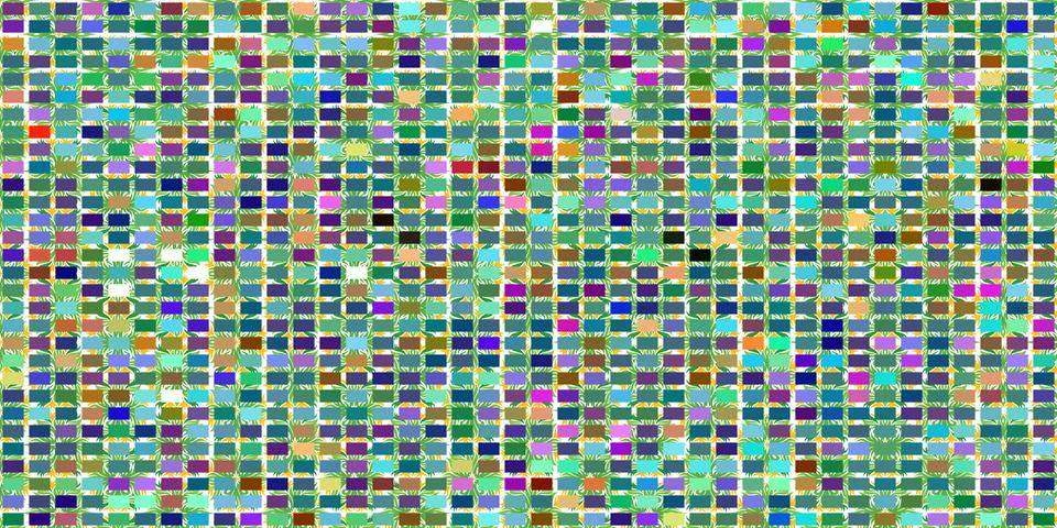 A vibrant abstract pattern featuring a dense grid of colorful rectangular blo 스톡 일러스트