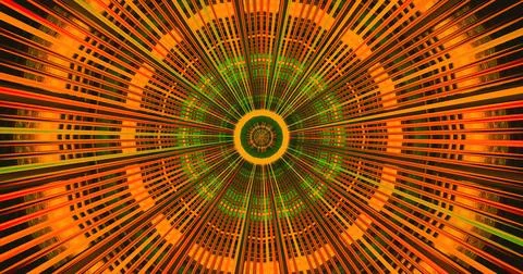 Vibrant abstract pattern forms a dynamic circular illusion Illustrazione stock