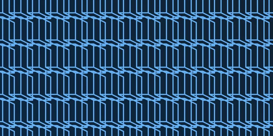 A vibrant abstract pattern of layers of repeating 3D cubes in light blue pl.. Stock Illustration