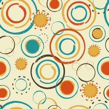A vibrant abstract pattern of multi-colored circles and solar elements. Sea.. Stock Illustration
