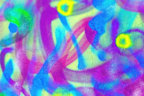 Vibrant Abstract Pattern in Neon Blue, Purple, Yellow with 80s Acid Style Foto stock