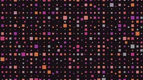 Vibrant abstract pattern of slowly pulsating colorful squares scattered across Stock Footage 344921782