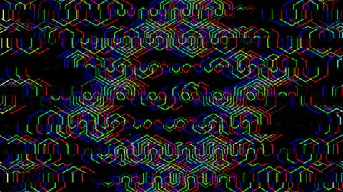 Vibrant abstract patterns on a black background Stock Illustration