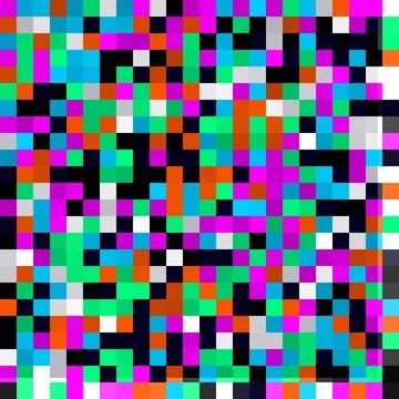 Vibrant Abstract Pixel Art Seamless Pattern with Bold High-Contrast Colors 스톡 일러스트