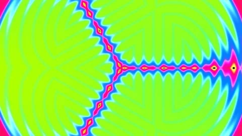 Vibrant abstract psychedelic geometry patterns in neon pink and green tones Stock Footage 333437946