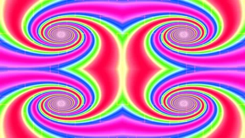 Vibrant abstract psychedelic swirl background pattern with glowing neon color Stock Footage 337575048
