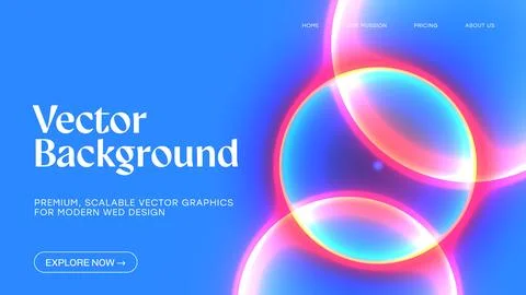 Vibrant Abstract Ripple Background with Glowing Gradient Circles, Modern We.. Stock Illustration