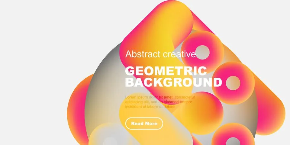 Vibrant abstract shapes form dynamic background. Text overlay promotes content Illustrazione stock