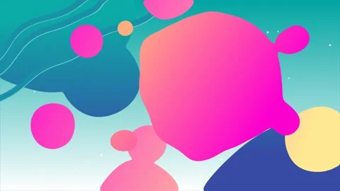 Vibrant Abstract Shapes with Gradient Colors and Playful Atmosphere Stock Footage 341781430