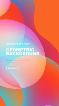 Vibrant abstract shapes overlap black background. Text block present, inviting Stock Illustration