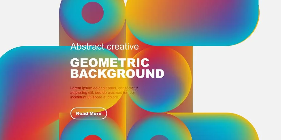 Vibrant abstract shapes overlap, creating colorful geometric background. Text 스톡 일러스트