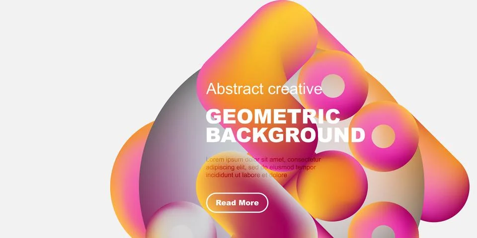 Vibrant abstract shapes overlap, creating dynamic geometric background. Text Stock Illustration