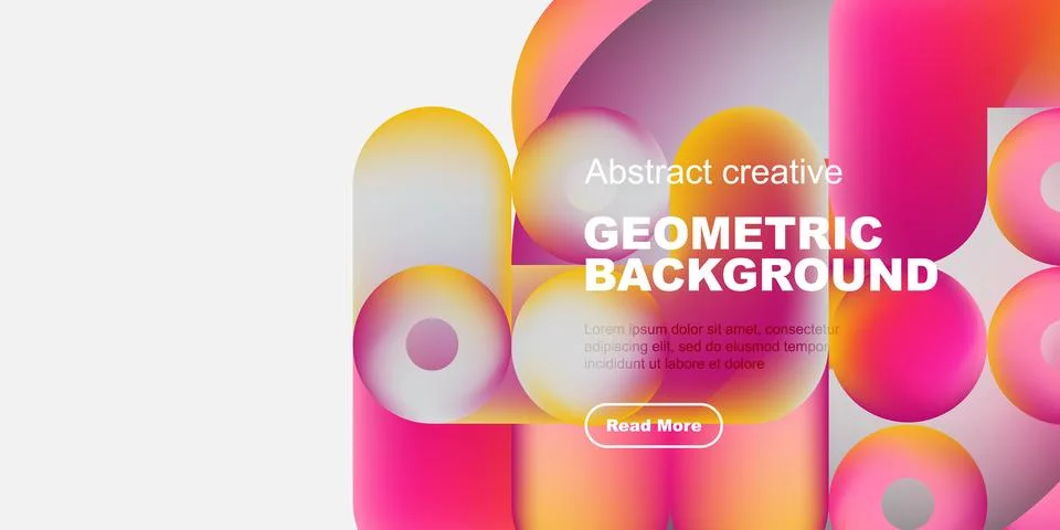 Vibrant abstract shapes overlap, creating dynamic geometric background. Text Illustrazione stock