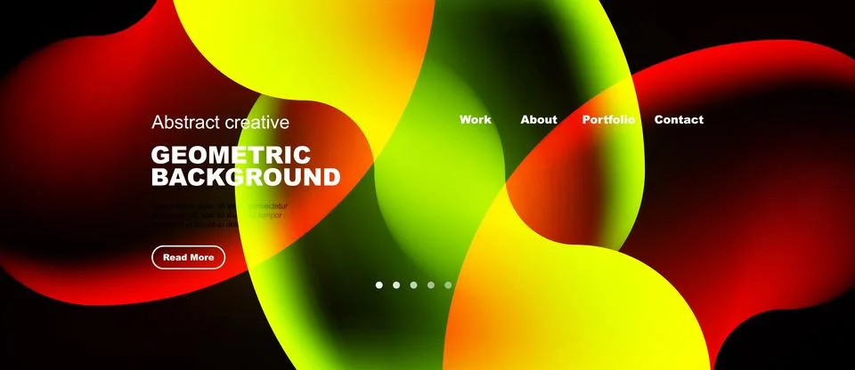 Vibrant abstract shapes overlap, creating dynamic colorful background. Text Stock Illustration