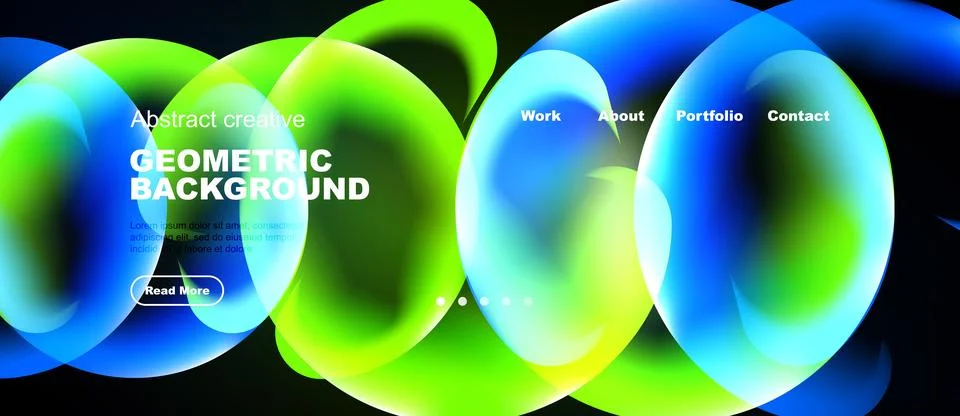 Vibrant abstract shapes overlap, creating dynamic geometric background. Websi Stock Illustration