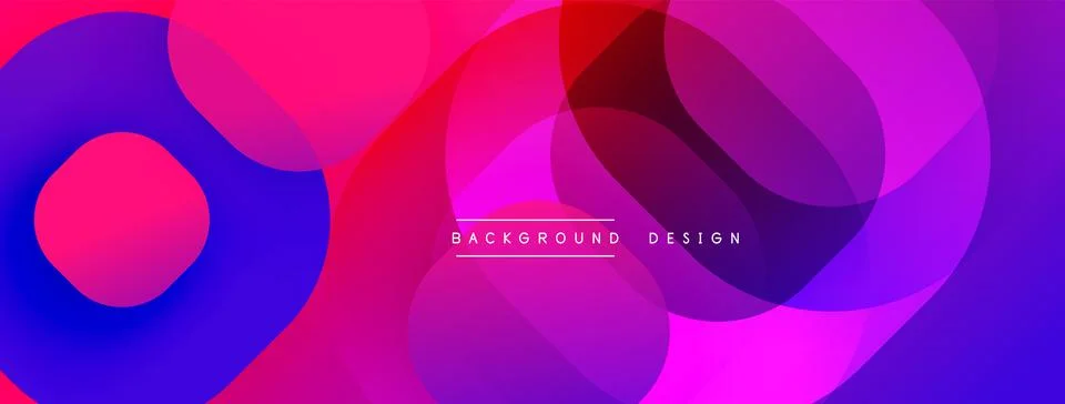 Vibrant abstract shapes overlap. Gradient colors blend, creating dynamic visual Illustrazione stock