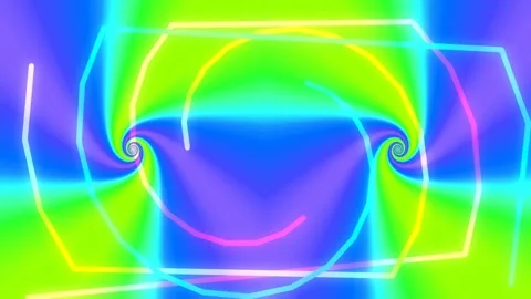 Vibrant Abstract Spirals with Neon Frame Animation Stock Footage 332548853