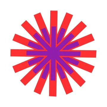 Vibrant abstract starburst pattern with radial red and purple stripes on wh.. Stock Illustration