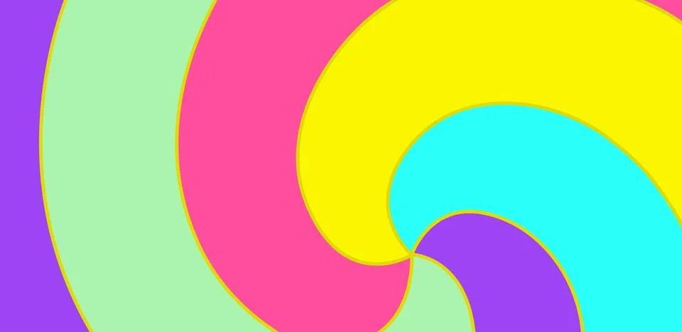 Vibrant abstract swirl pattern with bright pastel colors and yellow outlines Stock Illustration