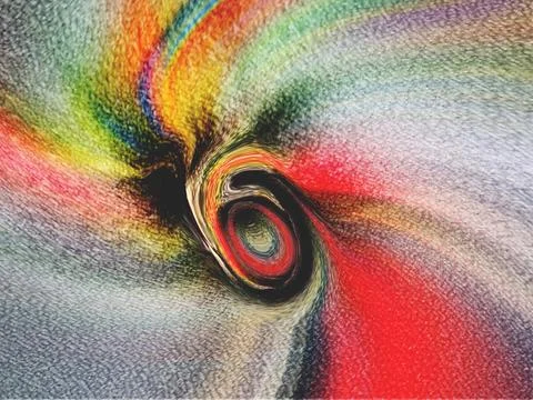 Vibrant abstract swirls form three colorful vortexes on a textured canvas, .. Stock Illustration