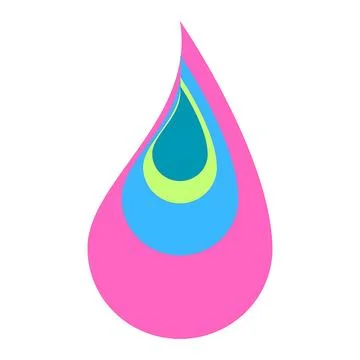 Vibrant abstract tear drop shape with concentric layers of bright colors Illustrazione stock