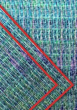 Vibrant abstract texture featuring teal and green crosshatch lines with bol.. Stock Illustration
