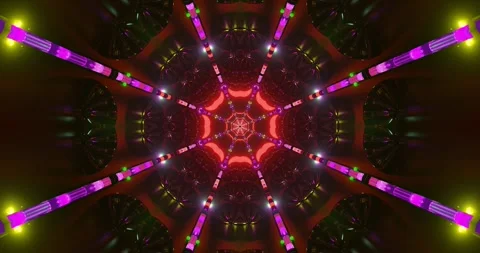 Vibrant abstract tunnel with luminous elements creating a seamless looping .. Stock Footage 315224582